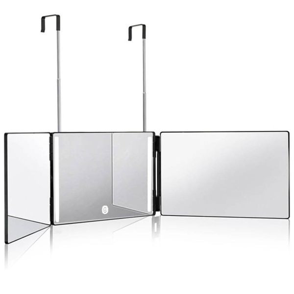 3 Way Mirror with LED Lights &amp; 360 View for Self Hair Cutting Braiding