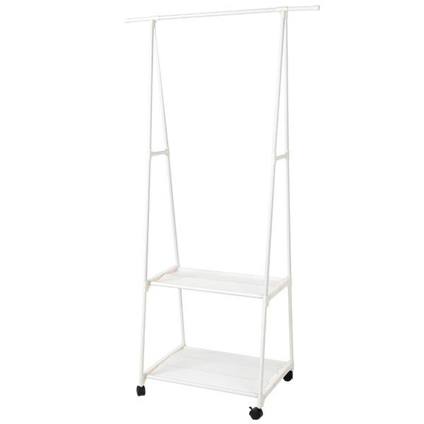 Clothing Rail Clothes Rack With 2 Shoe Storage Shelves - White