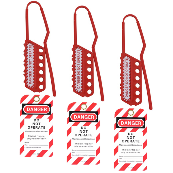 Non-Conductive Nylon Lockout Hasp For Electrical Breaker Isolation Safety - Set of 3