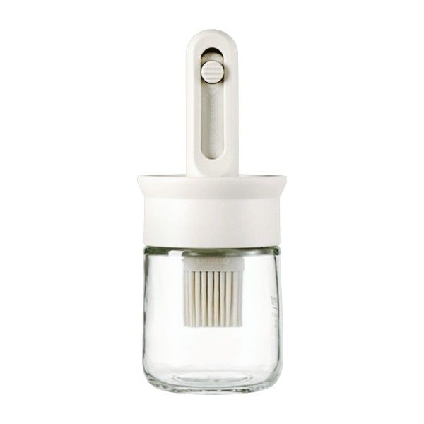 150ml Borosilicate Glass Oil Dispenser With Silicone Basting Brush - White