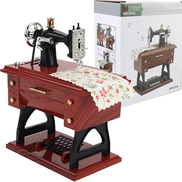Vintage Sewing Machine Music Box,Classical Treadle Sewing Machine Music Box