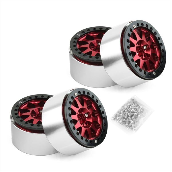 2.2 Inch Beadlock Wheel Rims Heavy Duty Alloy for 1 10 Red