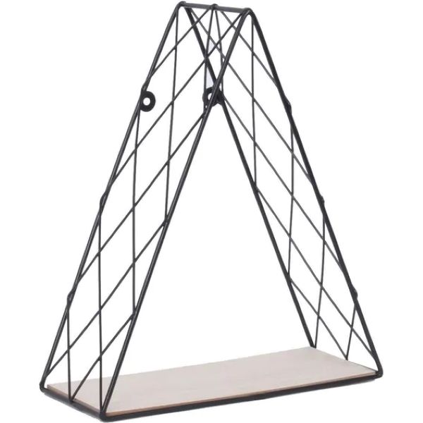 Metal Shelf Triangle Shaped With Black Wood W28xD11xh330mm