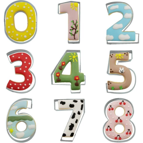 9 Piece Number Cookie Cutters Set, Number Shaped Baking Tool