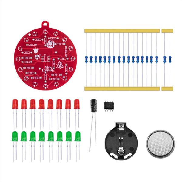 NE555 LED Blinking PCB Soldering DIY Kit Christmas Tree Decoration Red Gree