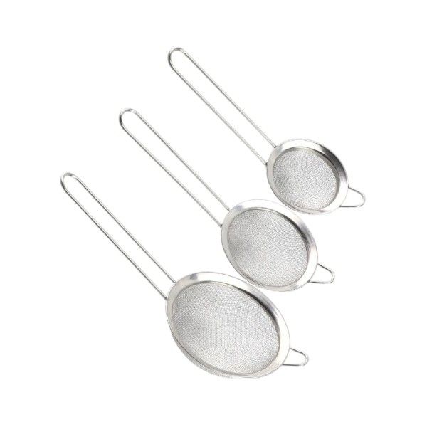 3 Piece - Stainless Steel Fine Mesh Sifters With Various Sizes - Silver