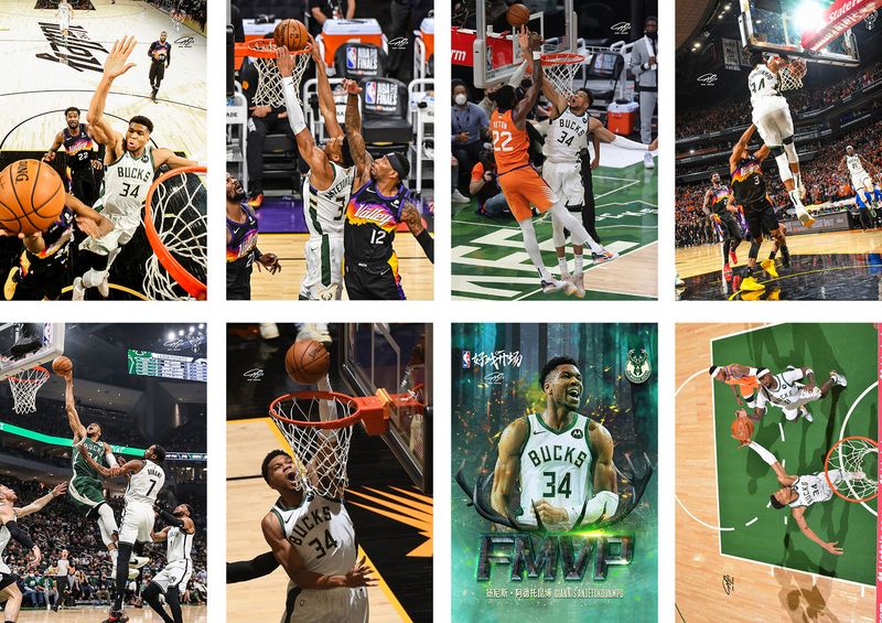 8 Pieces NBA Giannis Antetokounmpo Posters 11.5x16.5 Inch