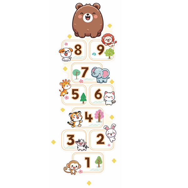 Brown Bear Kid Creative Numbers Lattice Floor Sticker Hopscotch Footprint