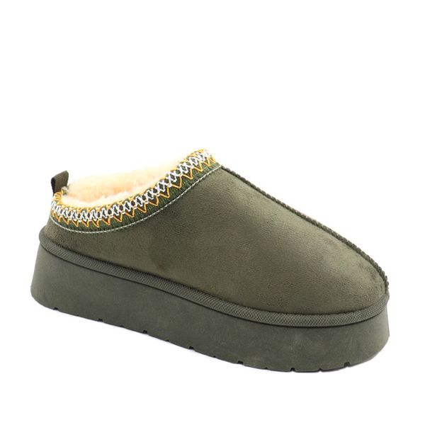 Ladies Embroidered Detail Thick Sole Slip On Mule