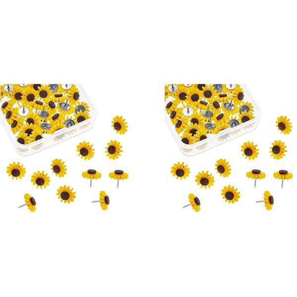 Sunflower Push Pins Sunflower Tacks Flower Cork Board Tacks (80Pcs)