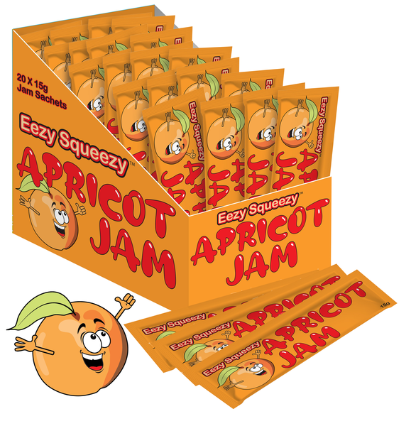 Eezy Squeezy Apricot Jam Sachets - 20 x 15g Sachets