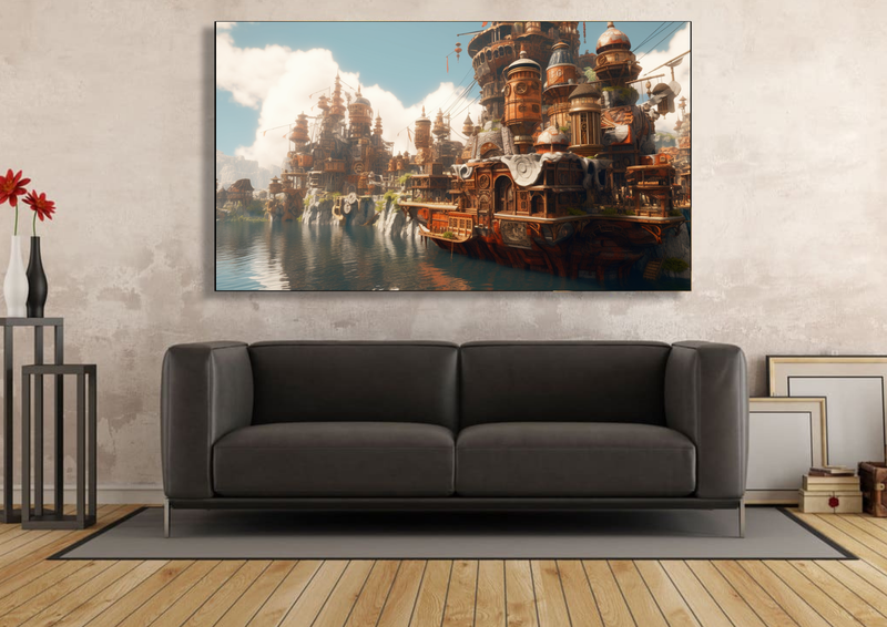 Canvas Wall Art - Seaside Steampunk Abstract - IM0157