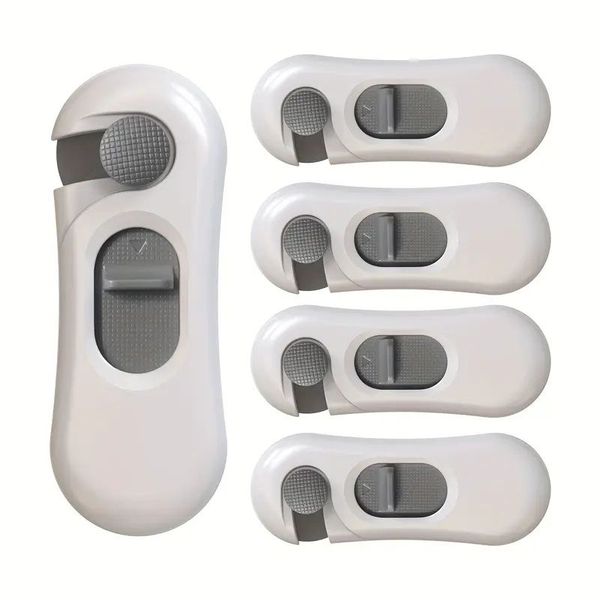 5 Piece Cabinet Safety Locks - PVC Baby Proofing for Drawers &amp; Doors