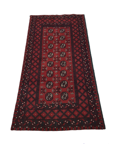 Red Afghan Handmade Carpet - 200 x 100cm