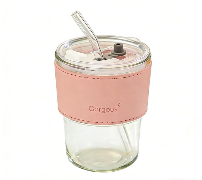 INS Style High Aesthetic Bamboo-Joint Glass Cup, Dual-Lid Portable Water