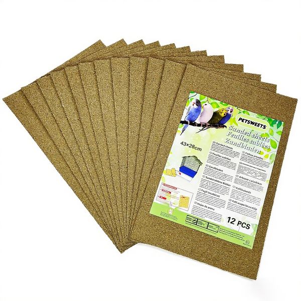 Gravel Liner Paper Sand Sheets for Bird Cage 43cm x 28cm - 12 Piece/Pack