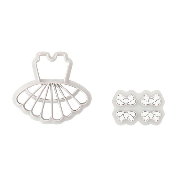 Charming Dress And Bow Shape Cookie Cutters Set - White