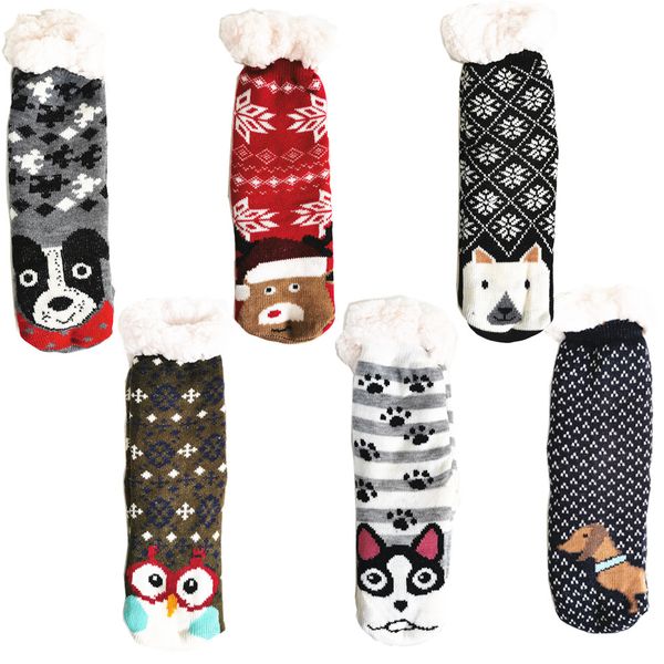 6 Pairs Cartoon Animal Thermal Socks Winter Socks For Women Girls -Assorted