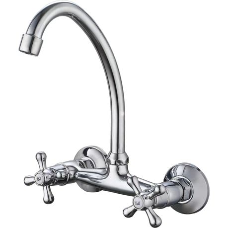 AIYI Wall-Mounted Chrome Kitchen Sink Mixer Cross Handles AY406-100 Image