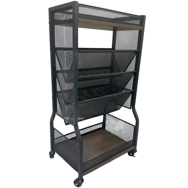5-Layer Removable File Storage Rack Cart - Iron - Black