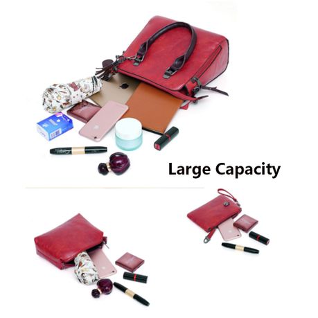 4 Pieces Set Women s PU Handbag Crossbody Bag Wallet Card Holder