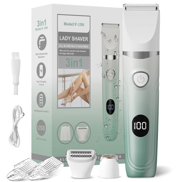 QYNIAL 3 in 1 Bikini Trimmer Electric Razor Waterproof Hair Remover
