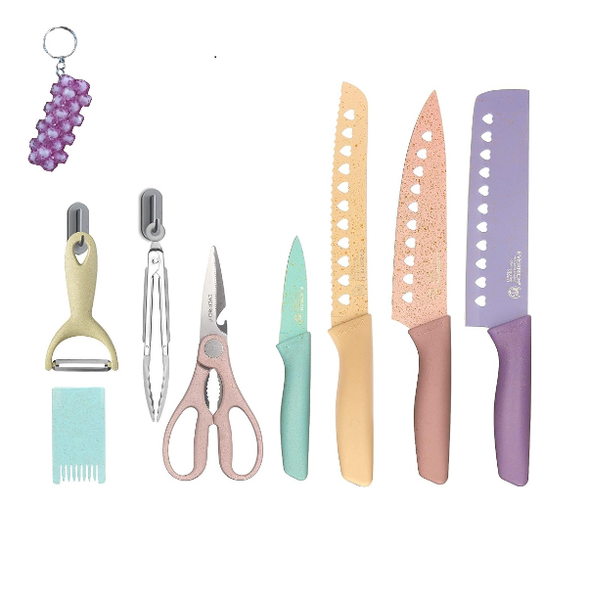 8 Piece Multi-Color Kitchen Knife Set And A Key Holder