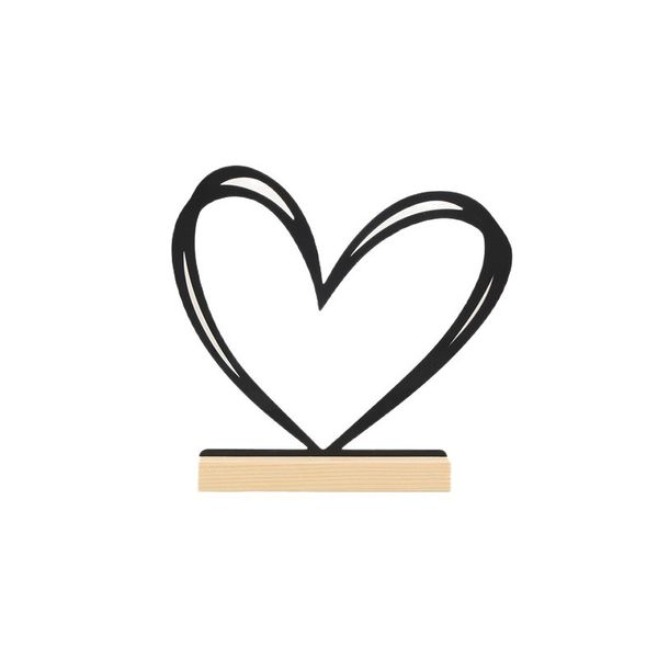 Heart Shaped Metal Decor With Natural Pine Wood Base