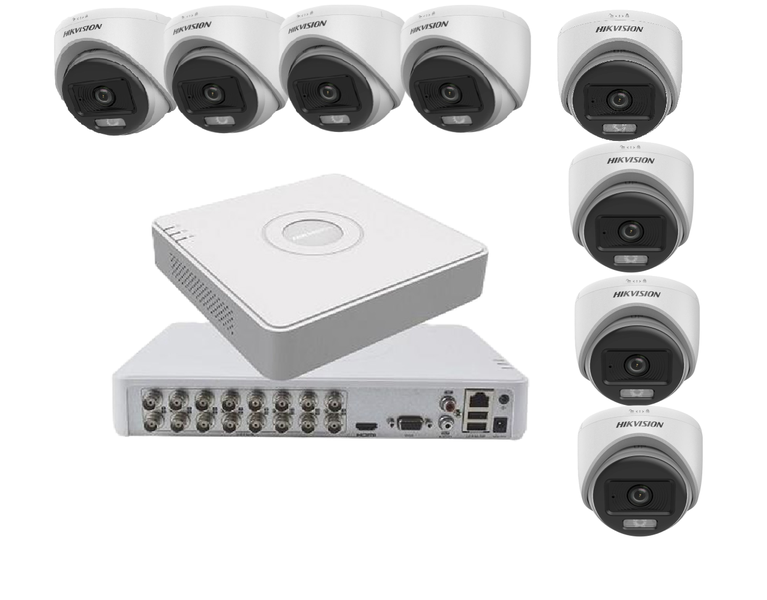 Hikvision 16CH DVR + 8 Dome 24/7 Color Audio Cameras | SBR Bundle
