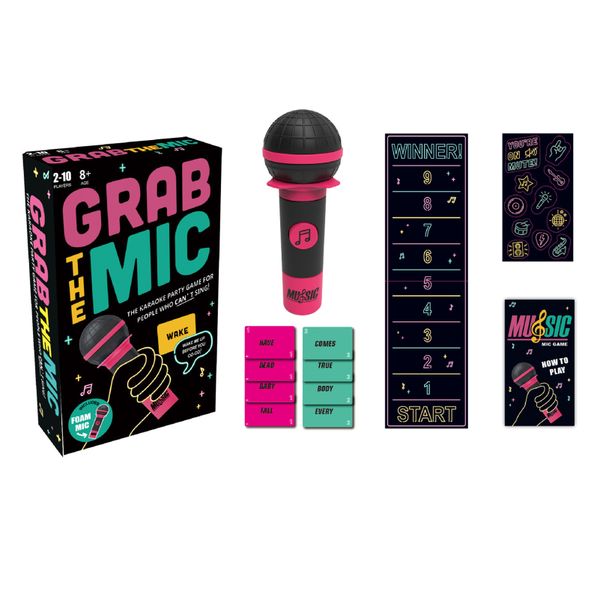 Grab The Mic - Family Karaoke Board Game for Bad Singers with 240 Lyrics