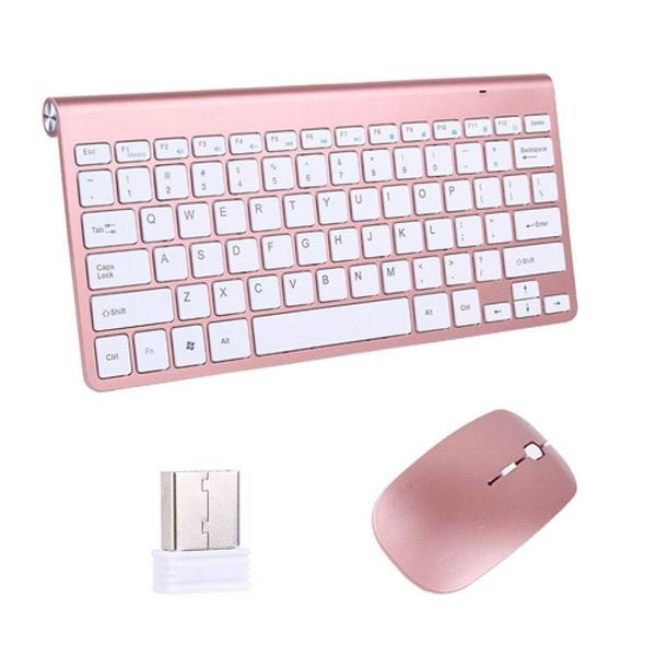 Multimedia Wireless Keyboard and Mouse Combo - Rose Gold