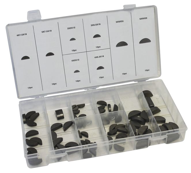 Assorted Woodruff Keys - 80 Pieces