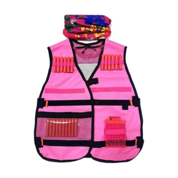 Kids Tactical Vest Accessory Set With 30 Refill Foam Darts - Red &amp; Black