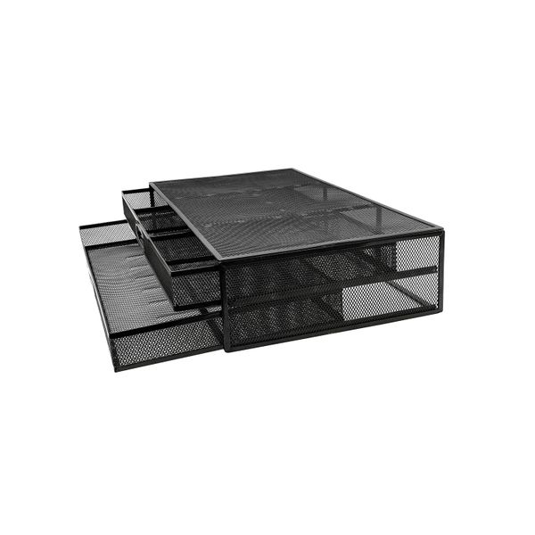 Premium Black Computer Stand with 2 Storage Drawers
