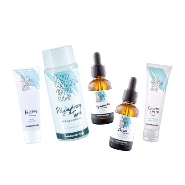 Anti-ageing bundle, Peptides, Retinol, Hyaluronic Acid, Sunscreen,