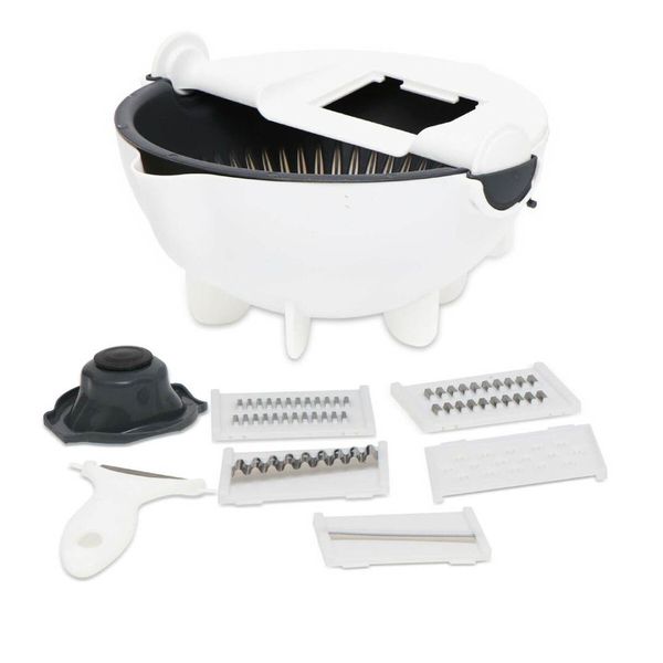9 in 1 Multifunction Magic Rotate Vegetable Cutter with Drain Basket