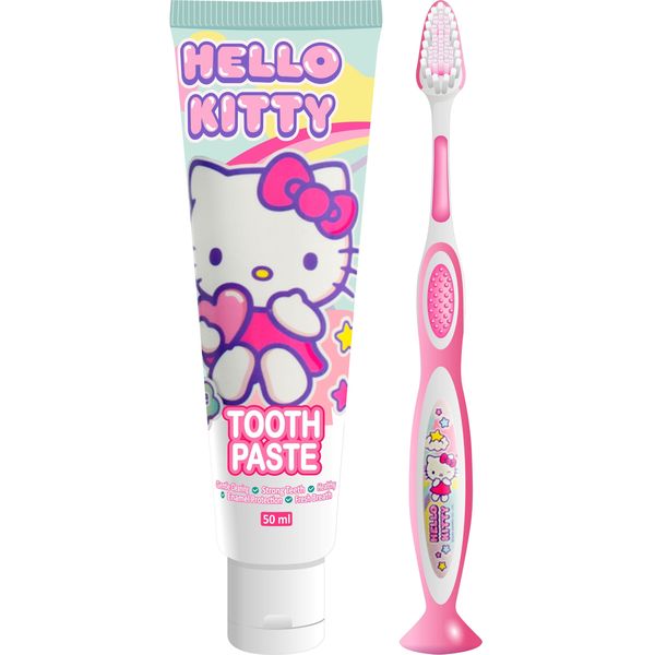 HELLO KITTY Official Licensed Kids Toothbrush &amp; Toothpaste Dental Travel Set