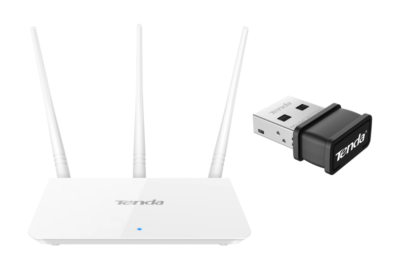 Blazing-Fast WIFI! Tenda F3 300Mbps Router + AX300 Wi-Fi 6 Nano USB Adapter