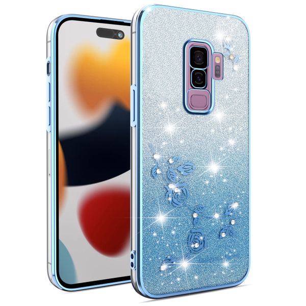 Phone Case Compatible With Samsung S9 Plus Flowers Diamond Shining Cover