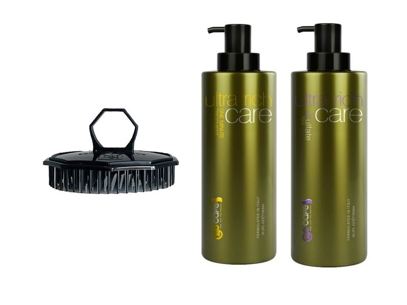Gocare Twin Pack 400ml + Shampoo Scalp Brush (Black)