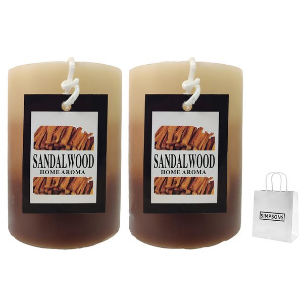 Set of Long Lasting Scented Candles - Sandalwood Aroma + Simpsons Gift Bag