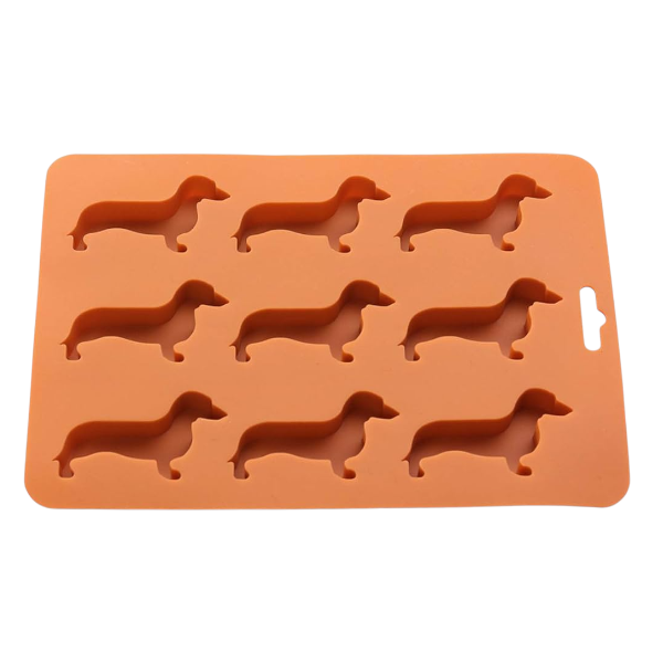 Adorable Dachshund Dog Shaped Silicone Ice Cube Mold - Orange