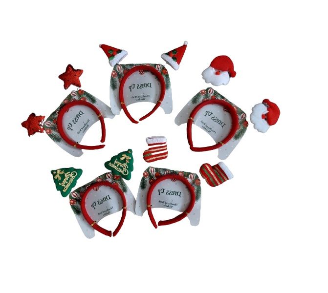 Bulk pack Christmas Dress Up Wobbler Headbands (5 pack)