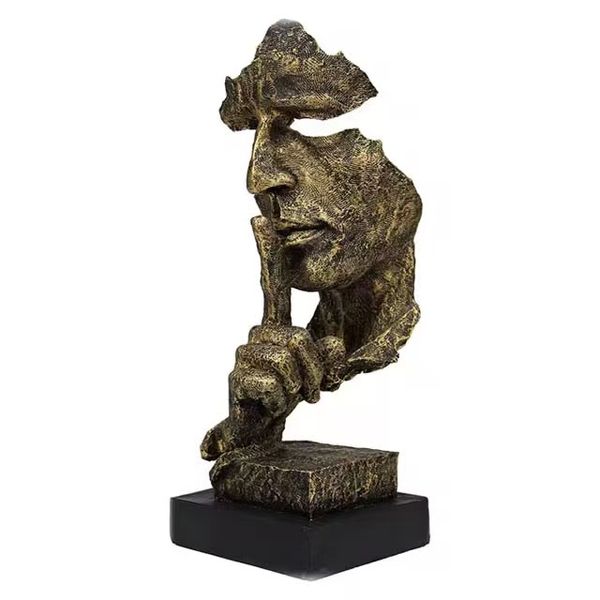 Silence Is Gold'Resin Sculpture Creative EcoFriendly Handicraft Ornaments