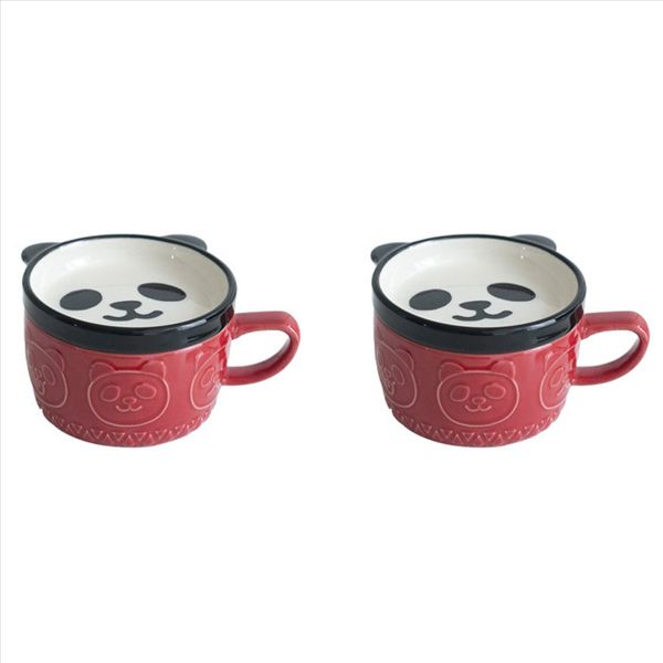 Japanese Cute Mug Creative Ceramic Shiba Inu Panda Coffee Cup (Red)