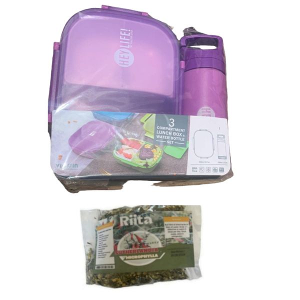 Purple Triangular 1 Lunch Box+350ml Bottle and Riita Immune Booster