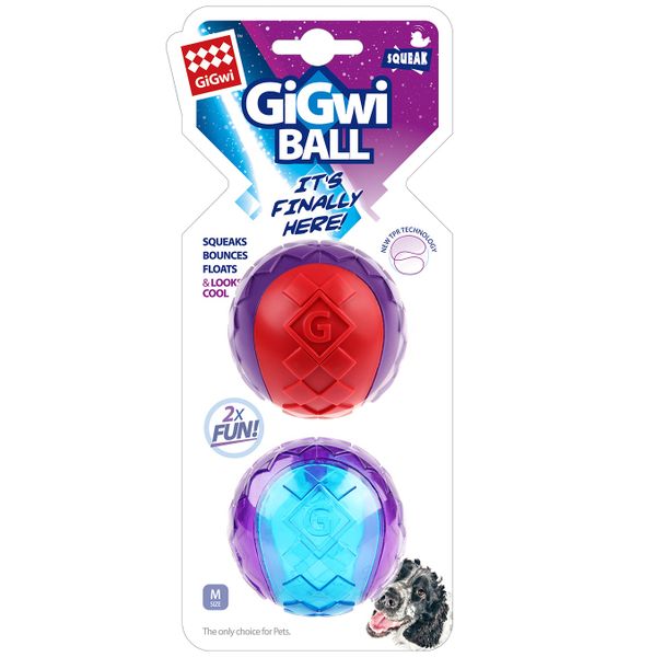 Squeaker Ball Cat Dog Toy - 2 Pack