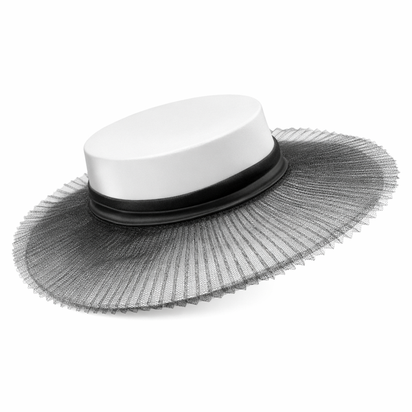 Women's Structured Round Hat with Mesh Brim - Black &amp; White Fashion Hat