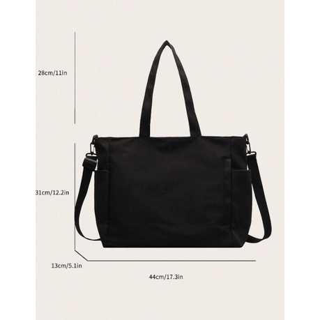 Versatile Canvas Tote Bag With Adjustable Strap Black