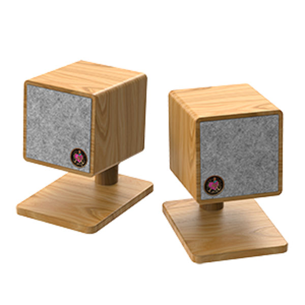 AV Love AVL2S+ Bluetooth Stereo Speaker System with Stand Oak and Grey